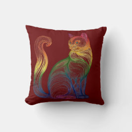 Almofada Artistic Home Decor Vibrant Swirl Cat