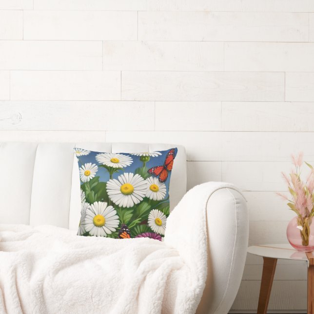 Almofada Artsy Divertimento Daisies E Borboletas (Sofá)
