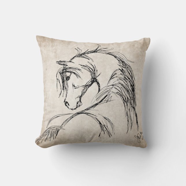 Almofada Artsy Horse Head Sketch (Frente)