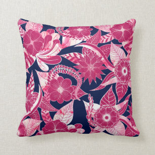 Almofada Artsy Modern Fuschia Marinho Acrílicas Folhas