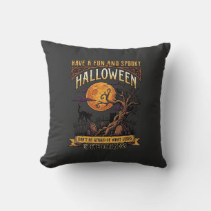 Almofada Árvore Assustadora de Halloween Lua Cheia Gato Pre