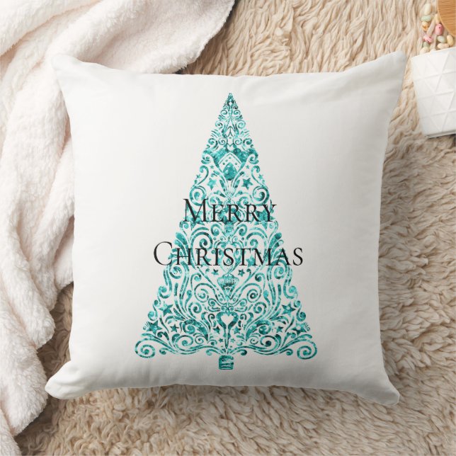 Almofada Árvore Azul Aqua Branco (Cobertor)