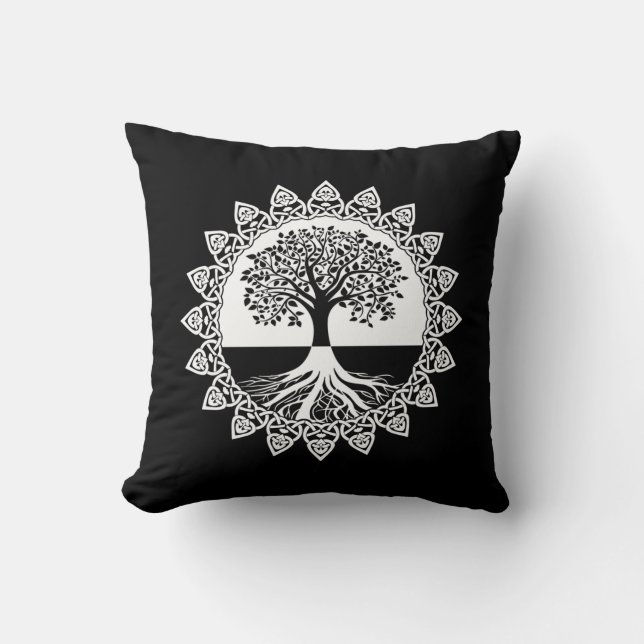 Almofada Árvore branca e celta da vida no Travesseiro decor (Frente)