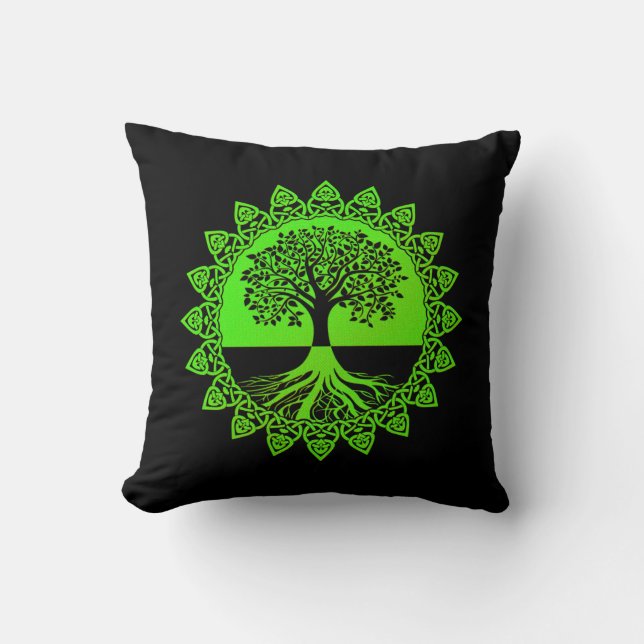 Almofada Árvore Celta Verde da Vida no Travesseiro decorati (Frente)