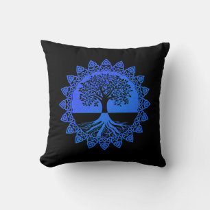 Almofada Árvore Céltica Azul da Vida no Travesseiro decorat
