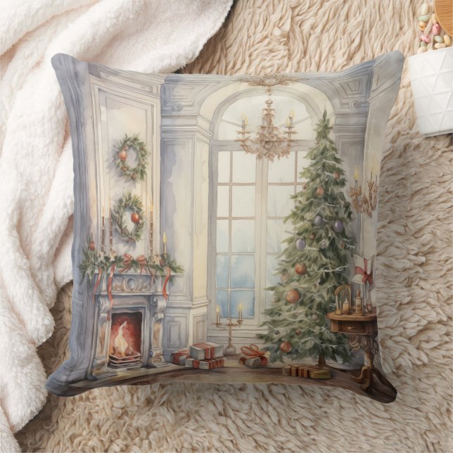 Almofada Árvore da Lareira de Natal Azul (Cobertor)