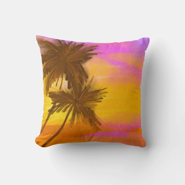 Almofada Árvore de coco, tema de verão tropical. (Frente)