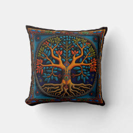 Almofada Árvore de estilo mexicano Huichol e travesseiro de