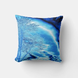 Almofada Árvore de inverno gelada no Céu Azul Cobalto