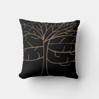 Almofada Árvore de Linha Ouro Preto Minimalista