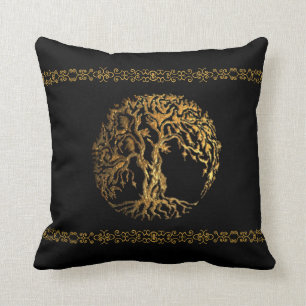 Almofada Árvore de Mehndi de vida (ouro)
