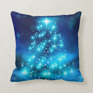 Almofada Árvore de Natal Azul Moderna Elétrica com Luzes