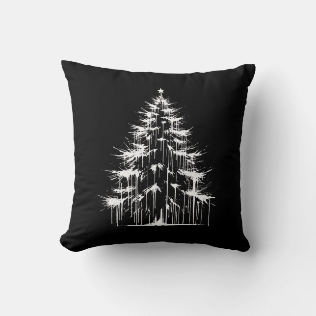 Almofada Árvore de Natal Branca Chic Gótico Pingando Sofrim (Frente)