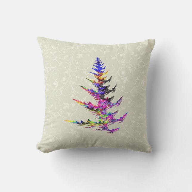 Almofada Árvore de Natal Colorida - Fractal (Frente)