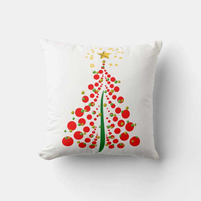 Almofada Árvore de Natal com Estrela Dourada Ponto Vermelho (Frente)