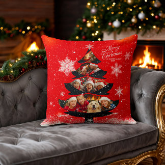 Almofada Árvore de Natal com Foto da Família Feliz Natal