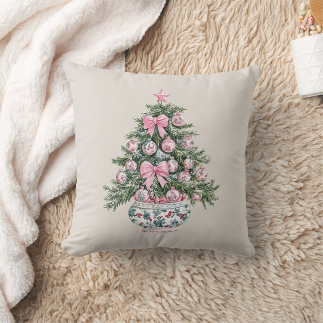 Almofada Árvore de Natal da China verde e rosa pré-disquete (Cobertor)