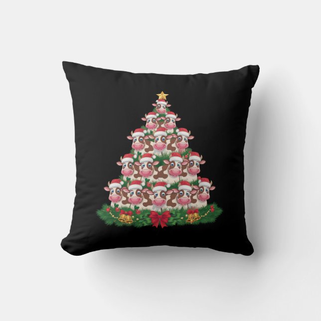 Almofada Árvore de Natal da Vaca Camisa Divertida Amante de (Frente)