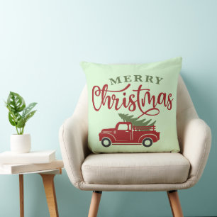 Almofada Árvore de Natal de Caminhão Vermelho, Travesseiro