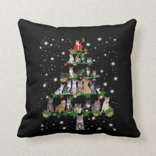 Almofada Árvore De Natal De Gato Bonito Coberta Por Lanter