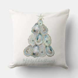 Almofada Árvore de Natal de Ostra em Aquarela