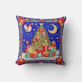 Almofada Árvore de Natal decorada bordada por Faux