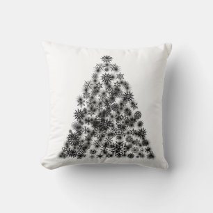 Almofada Árvore de Natal Decorativa Branca com Brilho Preto