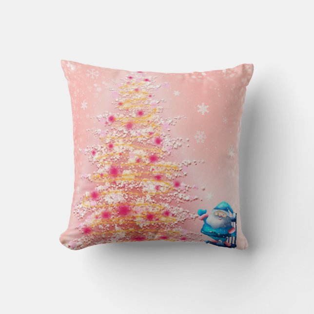 Almofada Árvore de Natal Decorativa Moderna Santa Flocos de (Frente)