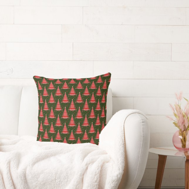 Almofada Árvore de Natal - Design do padrão verde vermelho (Sofá)