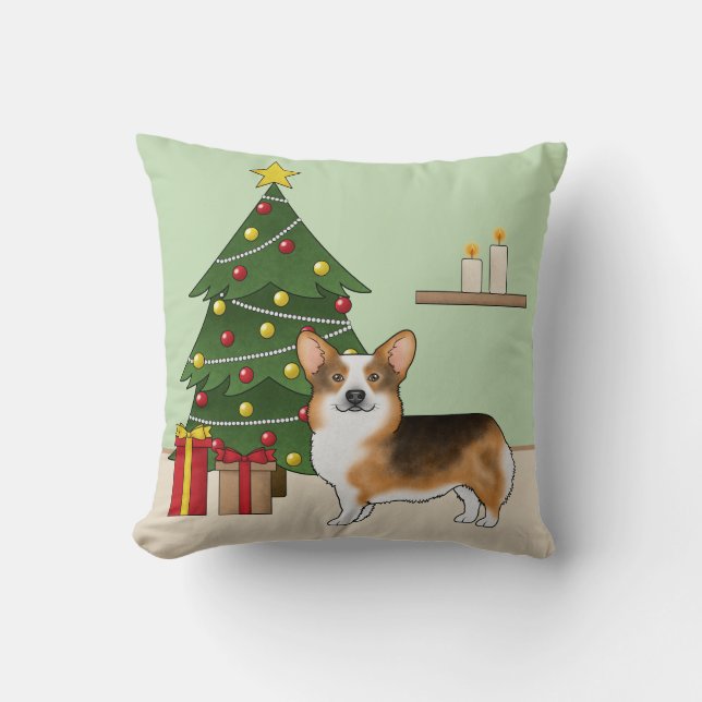 Almofada Árvore de Natal do Corgi Galês Pembroke Tricolor d (Frente)