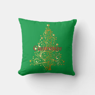 Almofada Árvore de Natal Dourada do rico Thunder_Cove