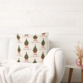 Almofada Árvore de Natal Elegante – Fita Vermelha