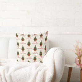 Almofada Árvore de Natal Elegante – Fita Vermelha