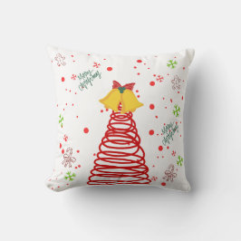 Almofada Árvore de Natal em Espiral e Desenho de Sininhos