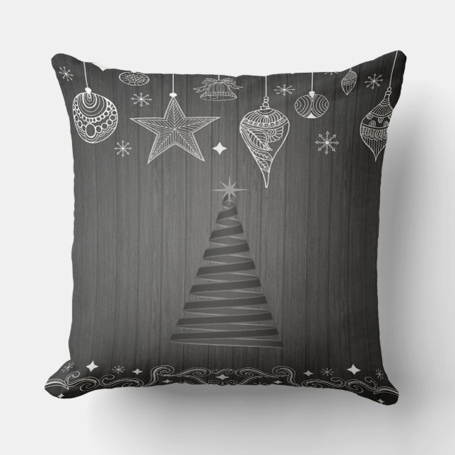 Almofada Árvore de Natal, Enfeites de natal Brancos (Frente)