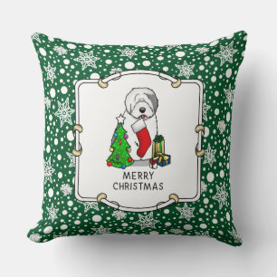 Almofada Árvore de Natal Feliz 2 Antiga Cinza Inglesa de S