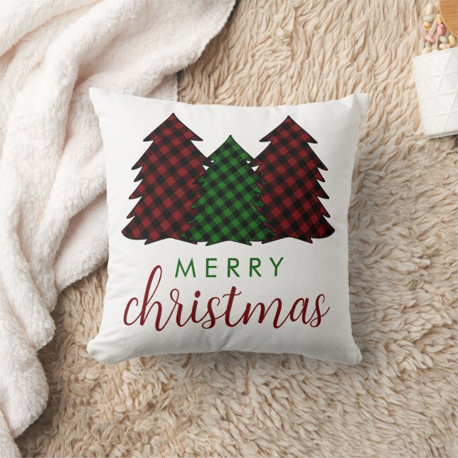 Almofada Árvore de Natal Feliz da Xadrez de Natal (Cobertor)