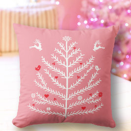 Almofada Árvore de Natal Festiva Nórdica Rosa