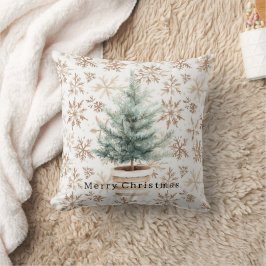 Almofada Árvore de Natal Flocos de Neve Branca Creme