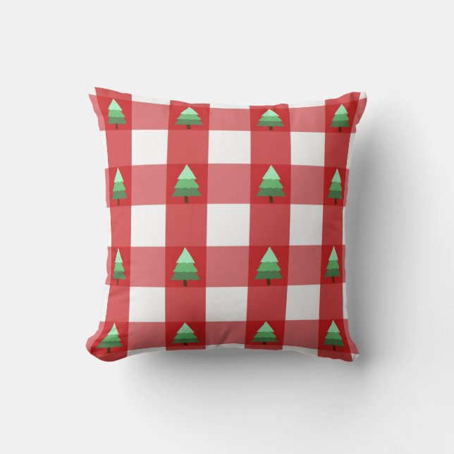 Almofada Árvore de Natal Fofa com Xadrez (Frente)