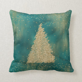 Almofada Árvore de Natal Glitter Dourado Verde Teal