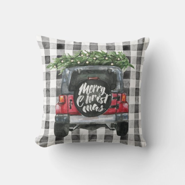 Almofada Árvore de Natal Jeep Vermelho (Frente)