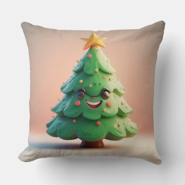 Almofada Árvore de Natal Maravilhosamente Decorada (Frente)