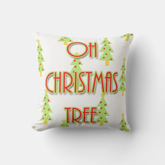 Almofada árvore de natal meio de século moderno vermelho ve (Frente)