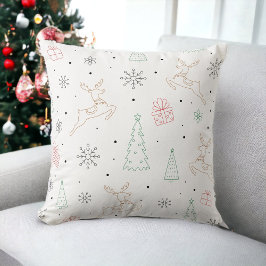 Almofada Árvore de Natal minimalista Reindeer - Arte da Lin