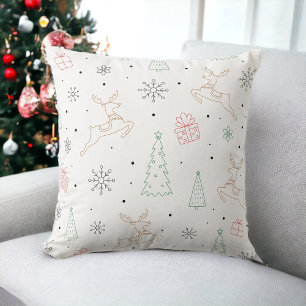 Almofada Árvore de Natal minimalista Reindeer - Arte da Lin