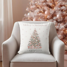 Almofada Árvore de Natal Modern Blush – Férias Personalizad