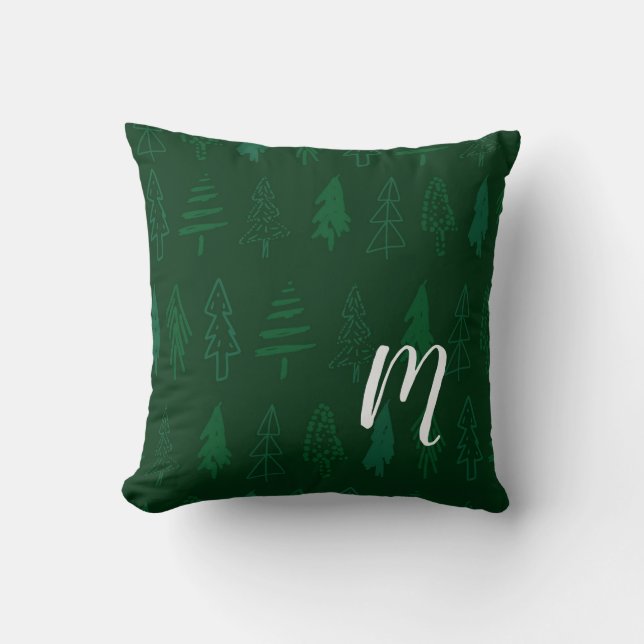 Almofada Árvore de Natal - Monograma Verde (Frente)