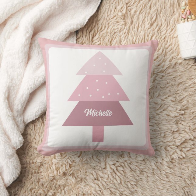 Almofada Árvore de Natal Monogramada com Degradê Rosa Fofo (Cobertor)