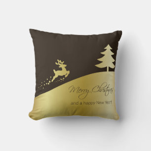 Almofada Árvore de Natal ouro com Reindeer